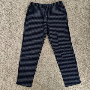Uni Qlo- Blue striped linen pants - size M